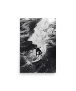 Surfer Riding a Wave |  Black and White Ocean Photography Print