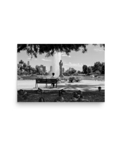 Echo Park Lake, Los Angeles | Black and White Skyline Photography Print