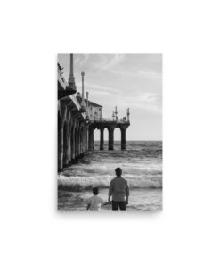 Father and Son, Manhattan Beach | Black and White Ocean Photography Print