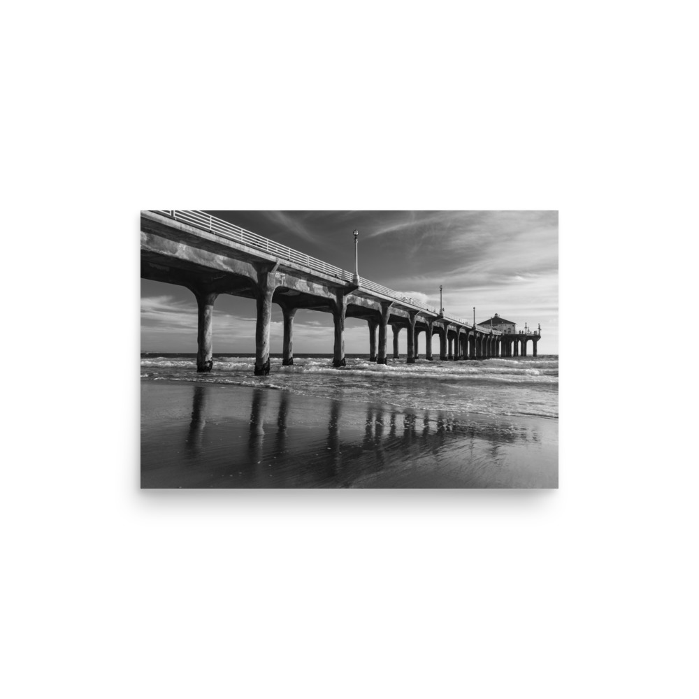 Manhattan Beach Pier | Black and White California Photography Print